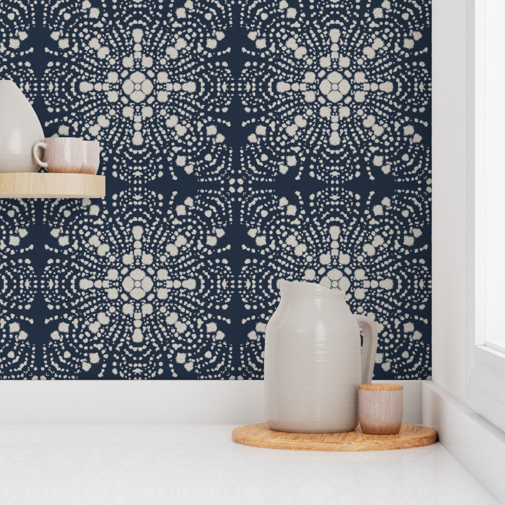 Tie Dye Tiles Shibori, wallpaper, blue