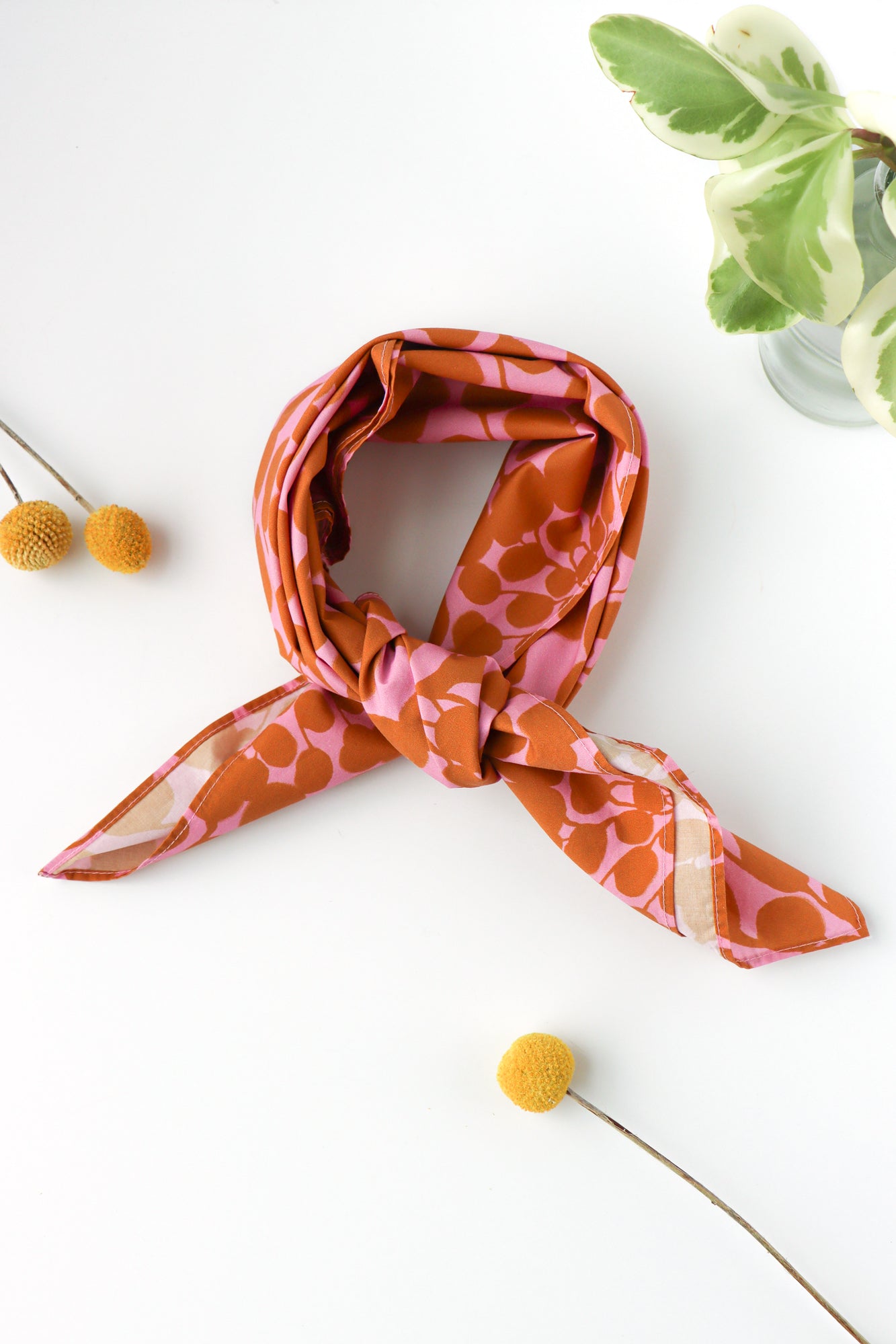 Reaching Leaves bandana, pink – Leila Simon Hayes
