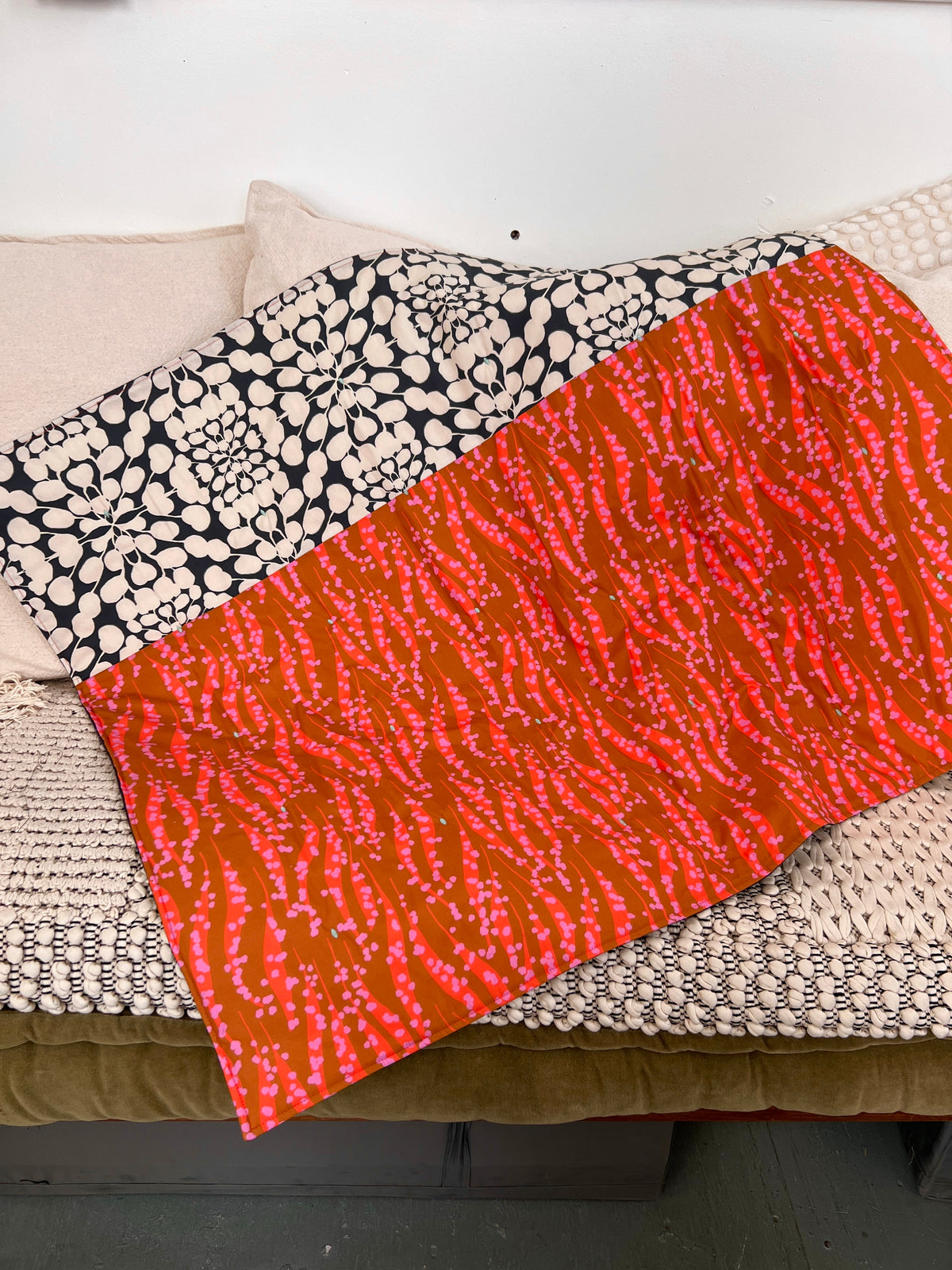 Meadow Flow, quilted blanket, pink, small