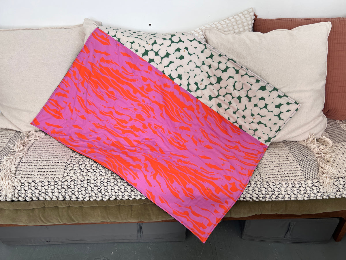 Waves and Dots, quilted blanket, small