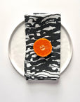 Waves linen napkin, black