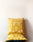 Trellis Throw Pillow, yellow blue