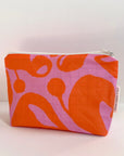 Mini Zipper Pouch, Abstract Damask, orange