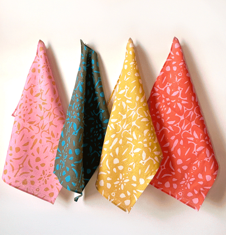 Trellis Tea Towel Pink Leila Simon Hayes trellis-tea-towel-pink-leila-simon-hayes