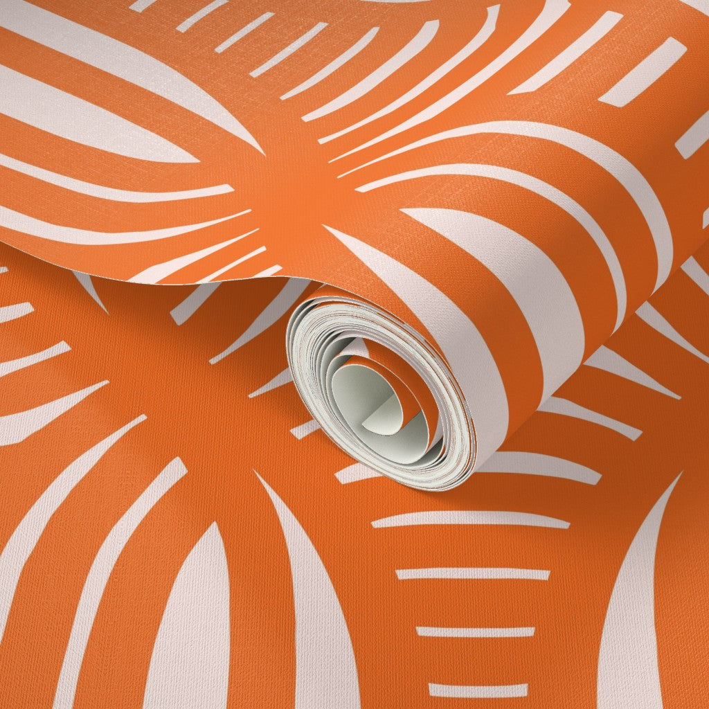Roll of coral paper with white abstract patterns. Designed by artist Leila Simon Hayes.