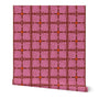 Pink floral patterned fabric on a white background. Designed by artist Leila Simon Hayes.