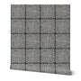 Black and white wallpaper with a square pattern on a white background. Designed by artist Leila Simon Hayes.
