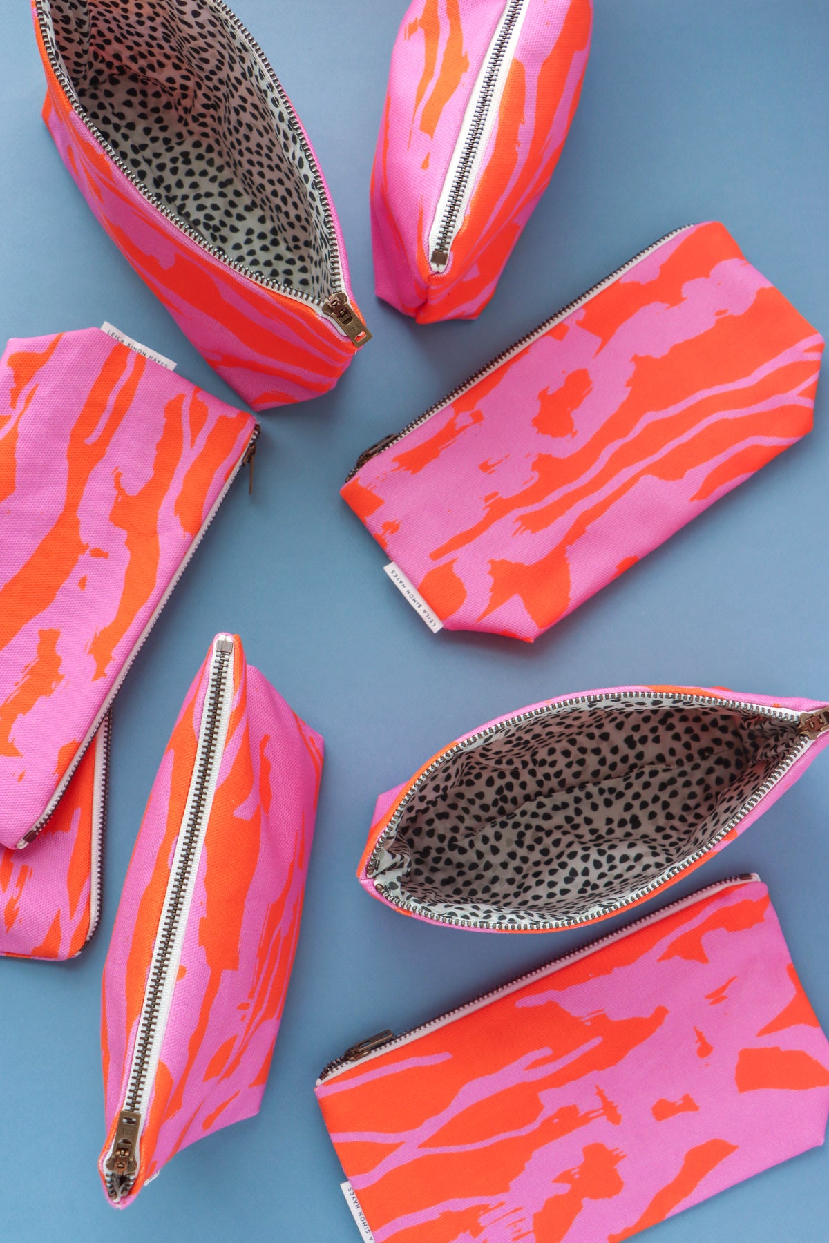 Waves Zipper Pouch, bright orange – Leila Simon Hayes