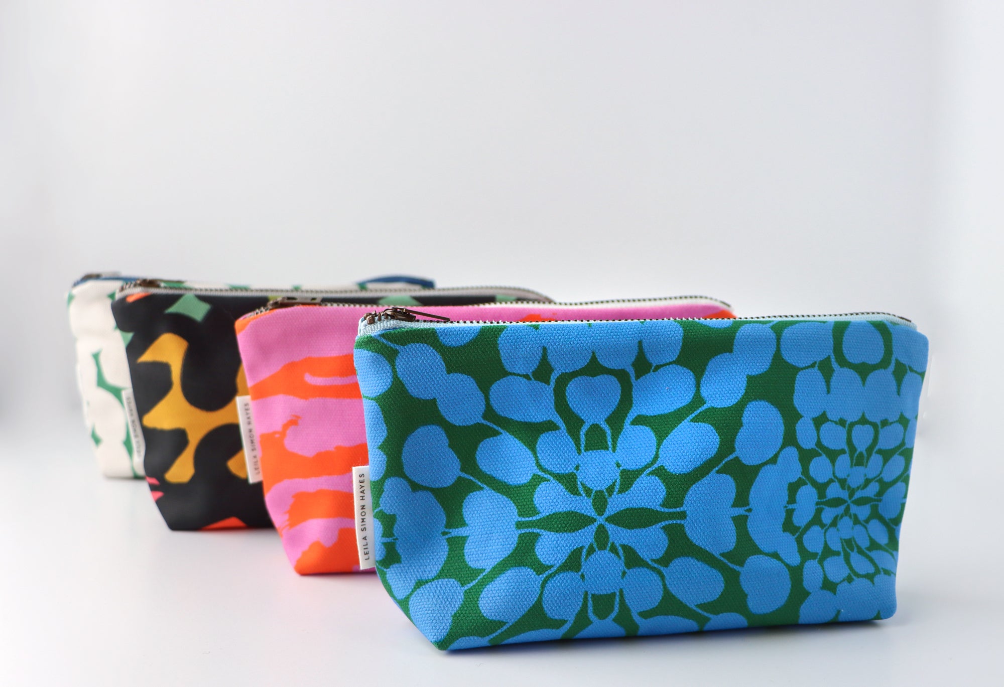 Reaching Leaves Zipper Pouch, blue – Leila Simon Hayes