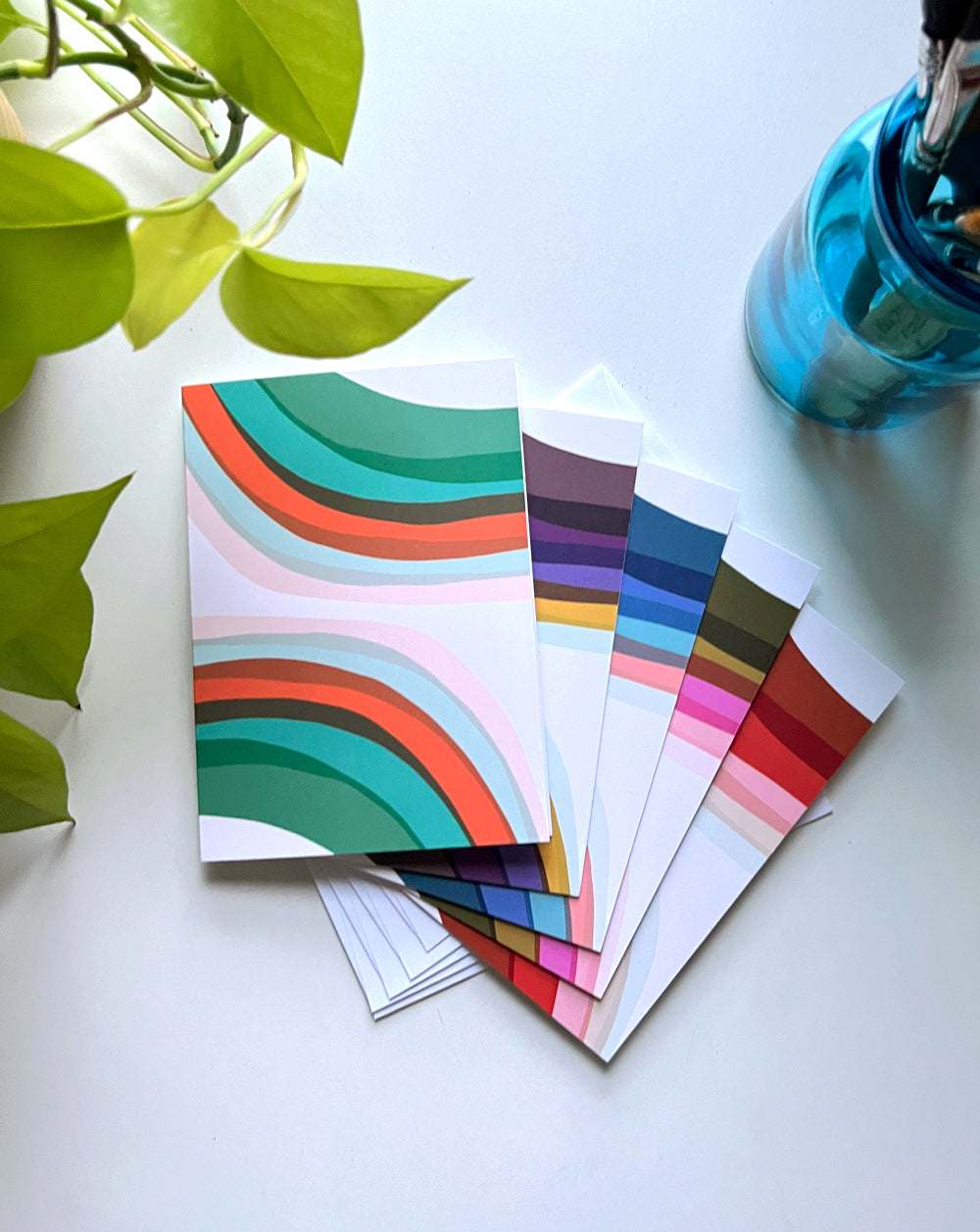 Folded Card Pack of 5, multi rainbow