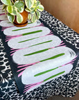 River linen table runner, black and white